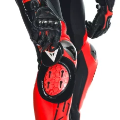 Dainese AUDAX D-ZIP 1PC PERF. LEATHER SUIT BLACK/RED-FLUO/ANTHRACITE