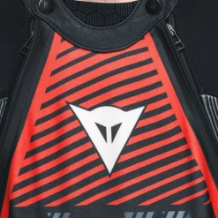 Dainese AUDAX D-ZIP 1PC PERF. LEATHER SUIT BLACK/RED-FLUO/ANTHRACITE