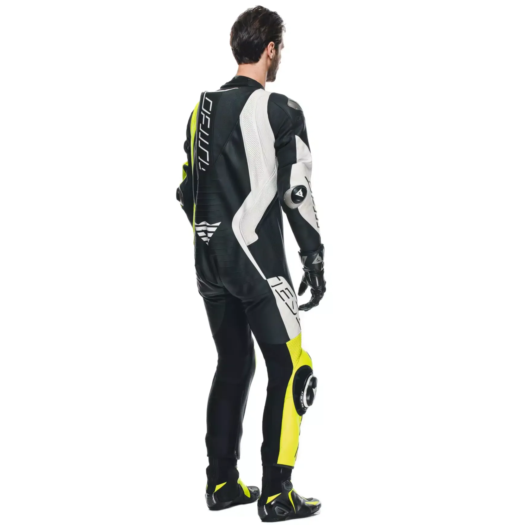 Dainese AUDAX D-ZIP 1PC PERF. LEATHER SUIT BLACK/YELLOW-FLUO/WHITE Outlet