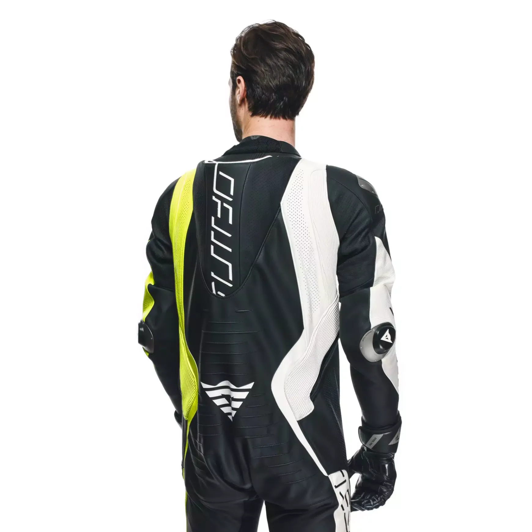 Dainese AUDAX D-ZIP 1PC PERF. LEATHER SUIT BLACK/YELLOW-FLUO/WHITE Outlet