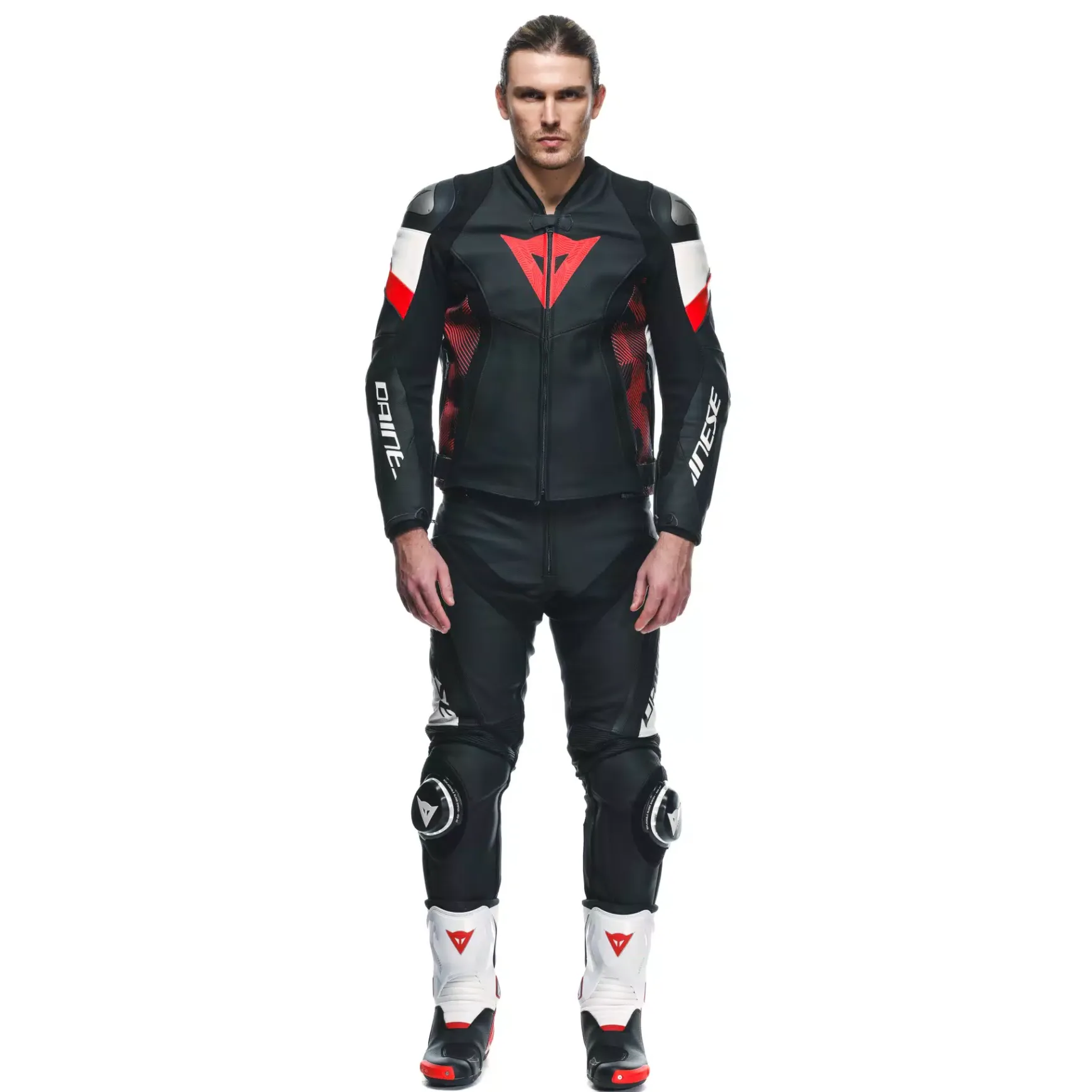 Dainese AVRO 5 LEATHER JACKET BLACK/RED-LAVA/WHITE Outlet