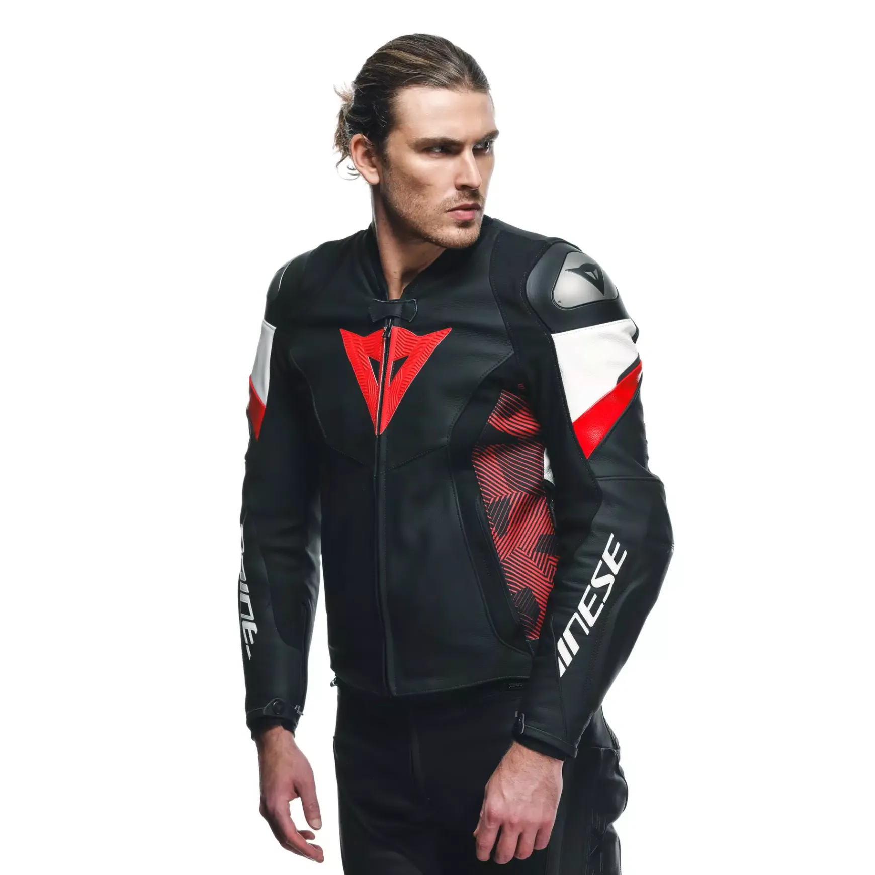Dainese AVRO 5 LEATHER JACKET BLACK/RED-LAVA/WHITE Outlet