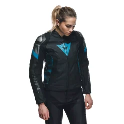 Dainese AVRO 5 LEATHER JACKET WMN BLACK/TEAL/ANTHRACITE Hot
