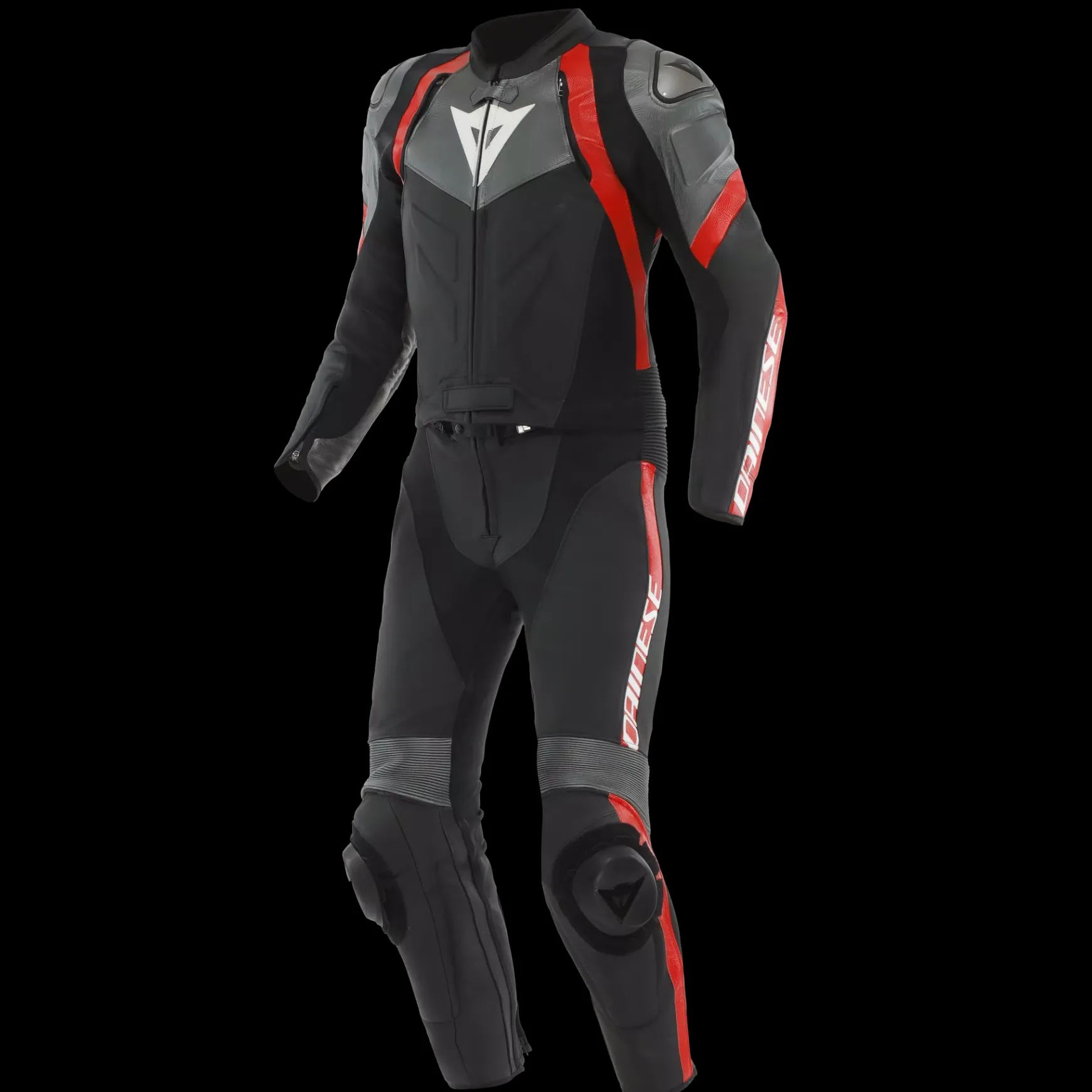 Dainese AVRO 4 LEATHER 2PCS SUIT BLACK/ANTHRACITE/RED-LAVA