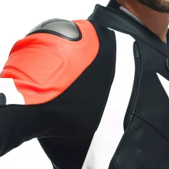 Dainese AVRO 4 LEATHER 2PCS SUIT BLACK-MATT/FLUO-RED/WHITE