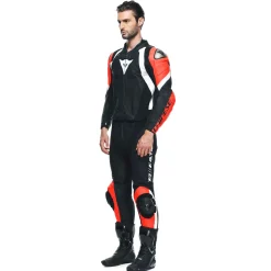 Dainese AVRO 4 LEATHER 2PCS SUIT BLACK-MATT/FLUO-RED/WHITE