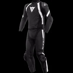 Dainese AVRO 4 LEATHER 2PCS SUIT S/T BLACK-MATT/BLACK-MATT/WHITE Hot