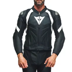 Dainese AVRO 4 LEATHER 2PCS SUIT S/T BLACK-MATT/BLACK-MATT/WHITE Hot