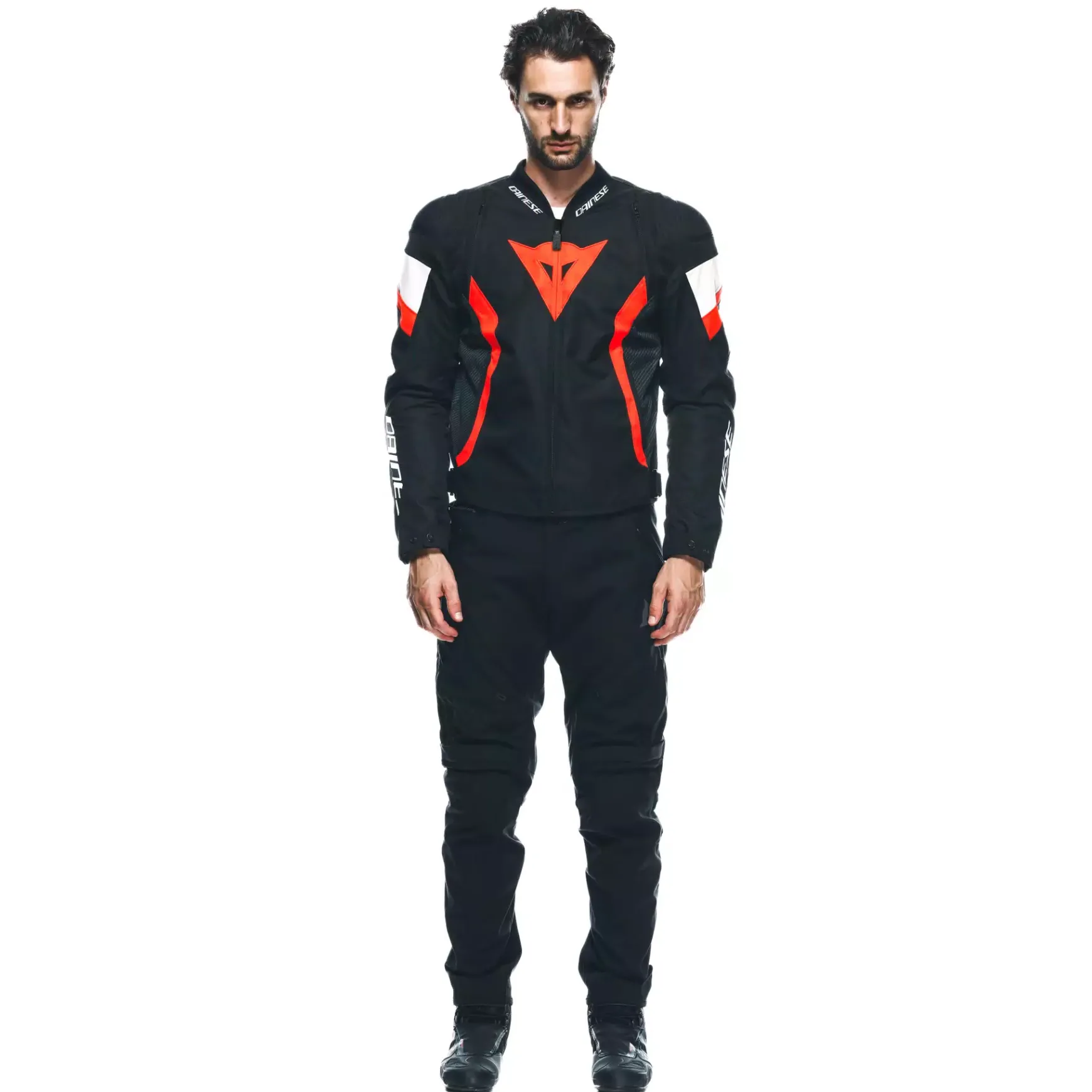 Dainese AVRO 5 TEX JACKET BLACK/RED-FLUO/WHITE