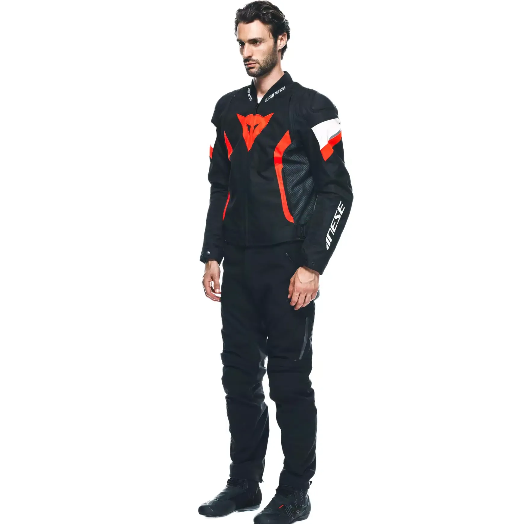 Dainese AVRO 5 TEX JACKET BLACK/RED-FLUO/WHITE
