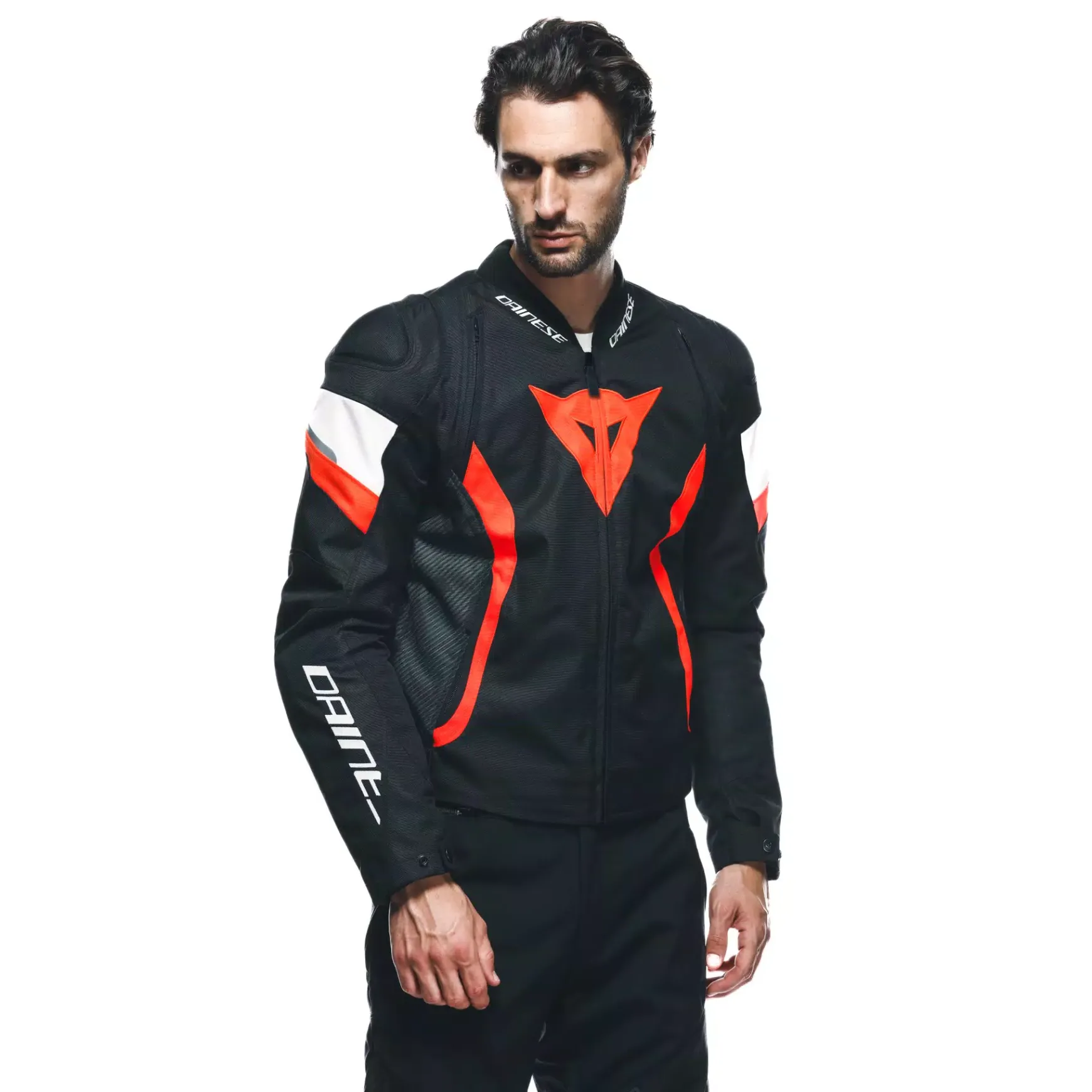 Dainese AVRO 5 TEX JACKET BLACK/RED-FLUO/WHITE