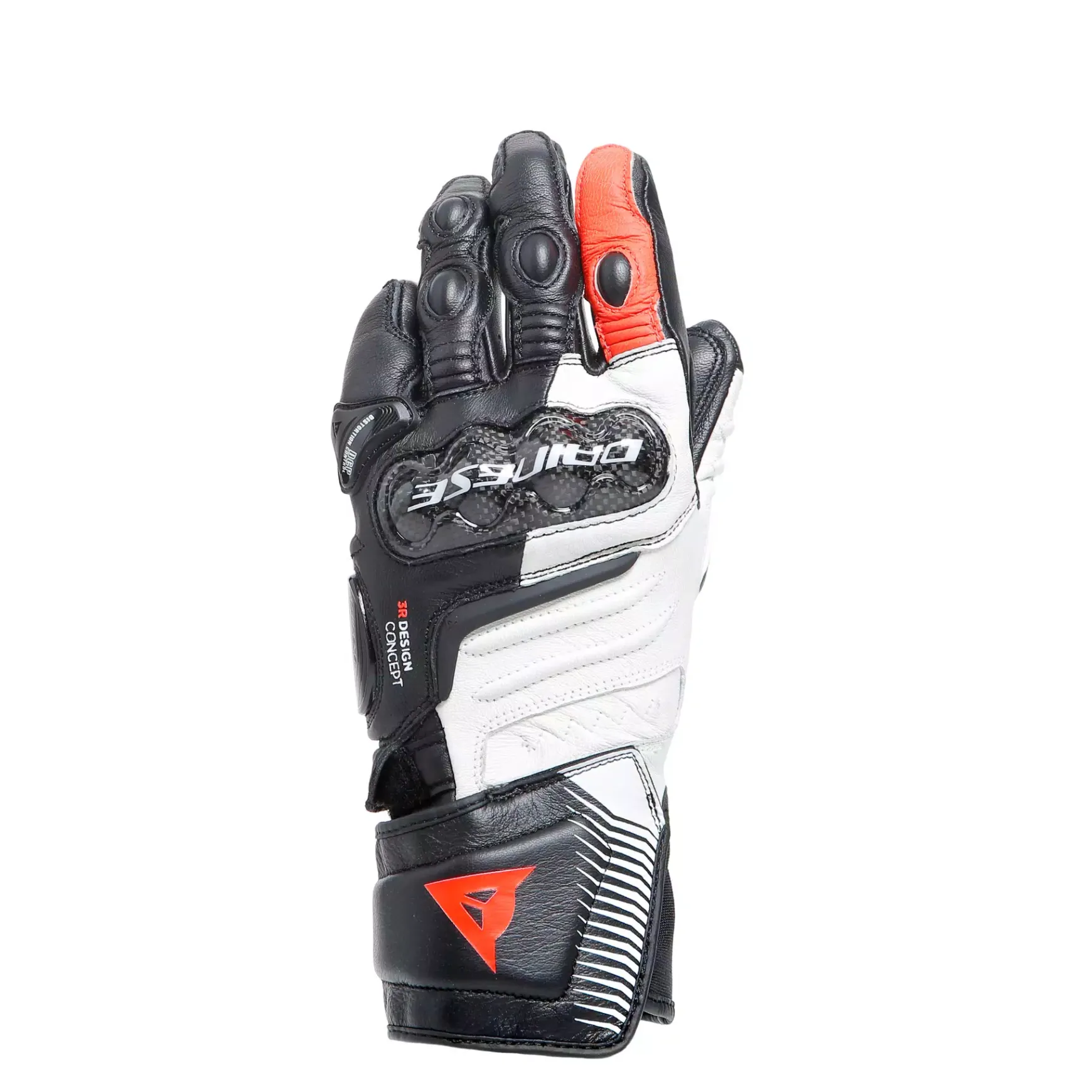 Dainese CARBON 4 LONG LADY LEATHER GLOVES BLACK/WHITE/FLUO-RED Sale