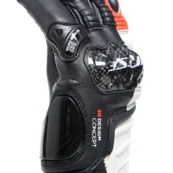 Dainese CARBON 4 LONG LADY LEATHER GLOVES BLACK/WHITE/FLUO-RED Sale