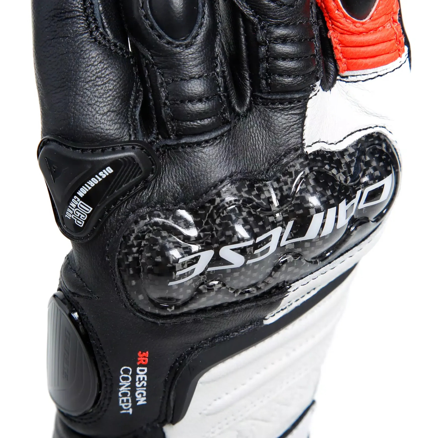 Dainese CARBON 4 LONG LADY LEATHER GLOVES BLACK/WHITE/FLUO-RED Sale