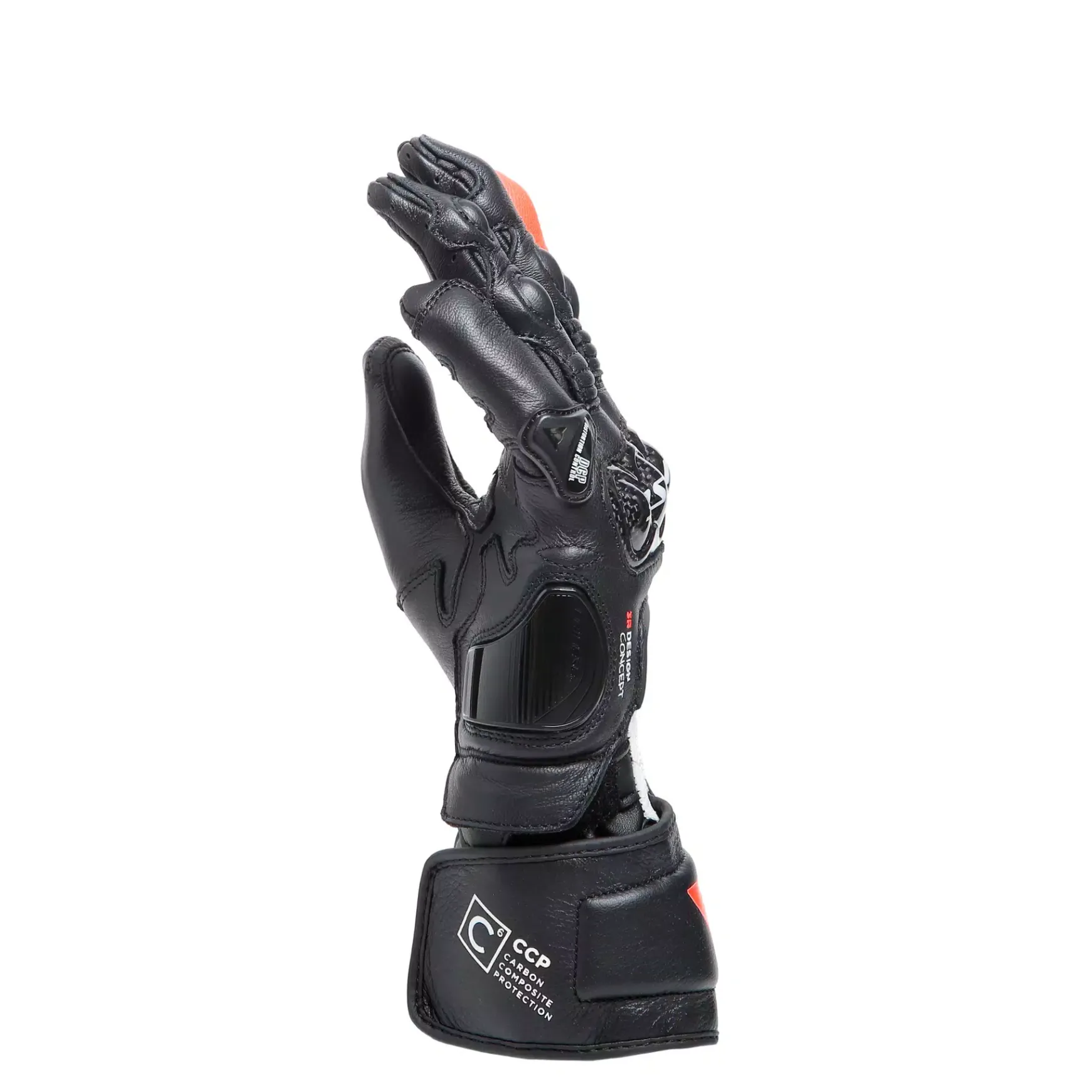 Dainese CARBON 4 LONG LADY LEATHER GLOVES BLACK/WHITE/FLUO-RED Sale