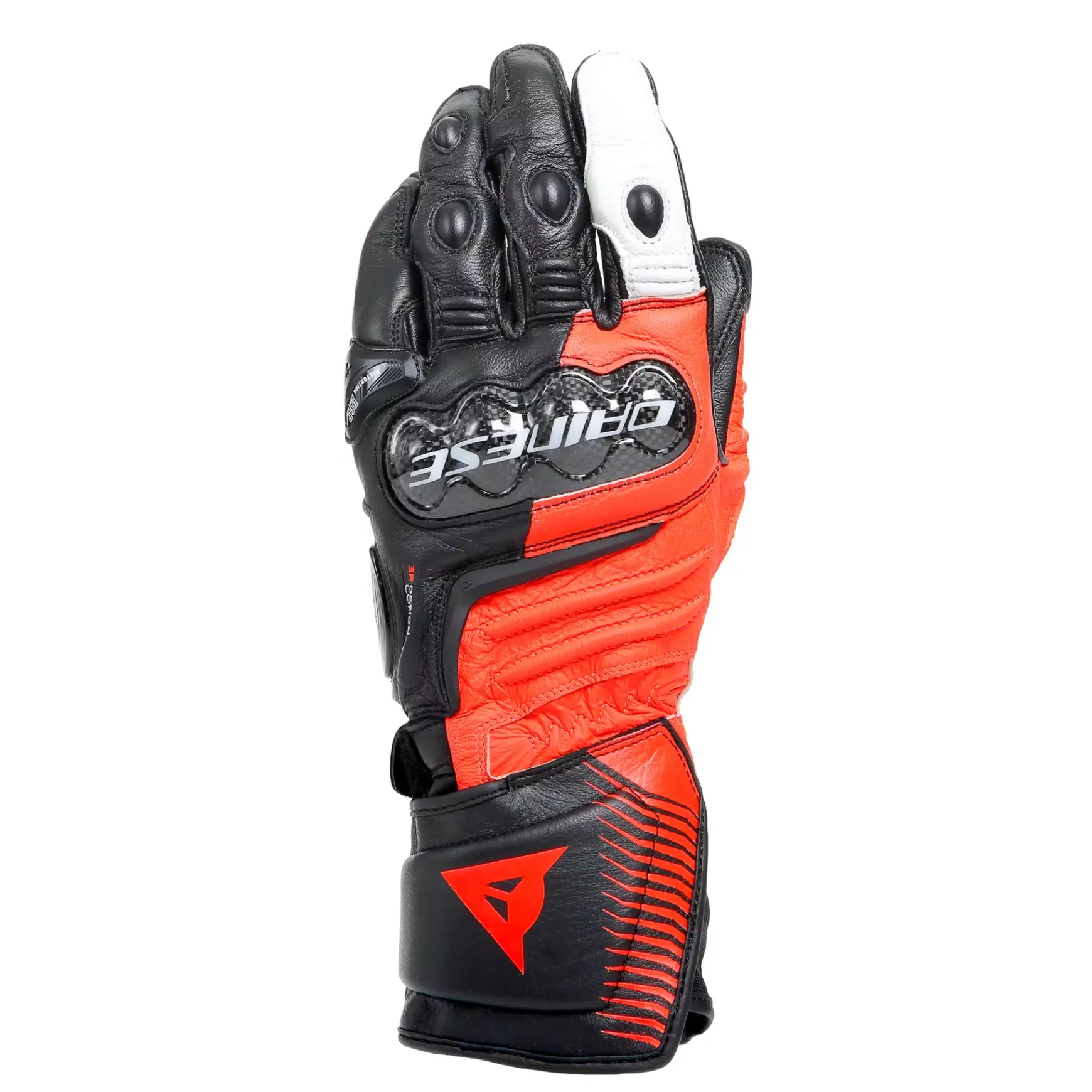 Dainese CARBON 4 LONG LEATHER GLOVES BLACK/FLUO-RED/WHITE Discount
