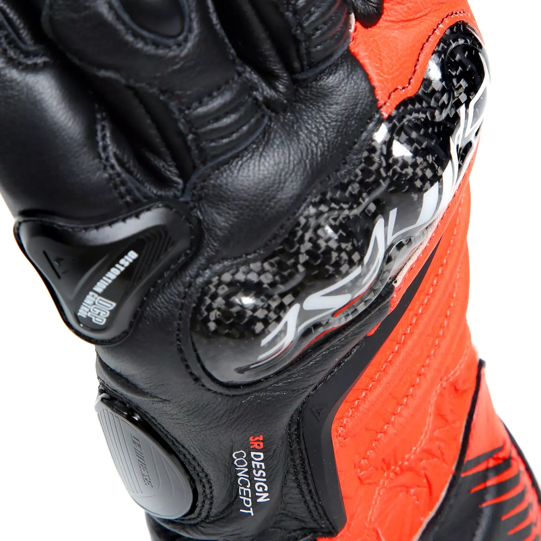 Dainese CARBON 4 LONG LEATHER GLOVES BLACK/FLUO-RED/WHITE Discount