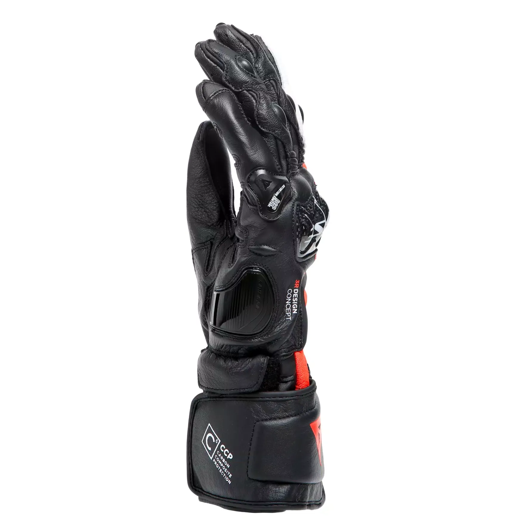 Dainese CARBON 4 LONG LEATHER GLOVES BLACK/FLUO-RED/WHITE Discount