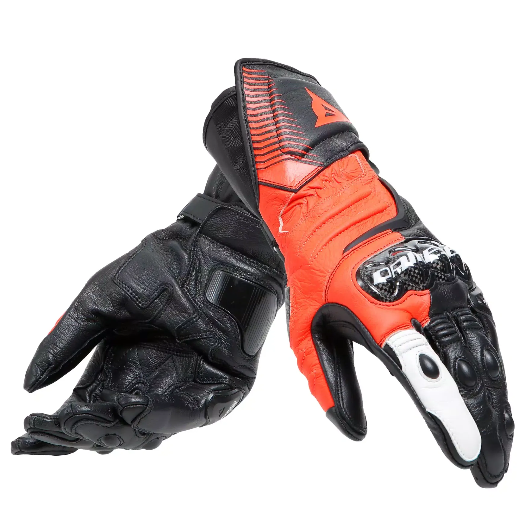 Dainese CARBON 4 LONG LEATHER GLOVES BLACK/FLUO-RED/WHITE Discount