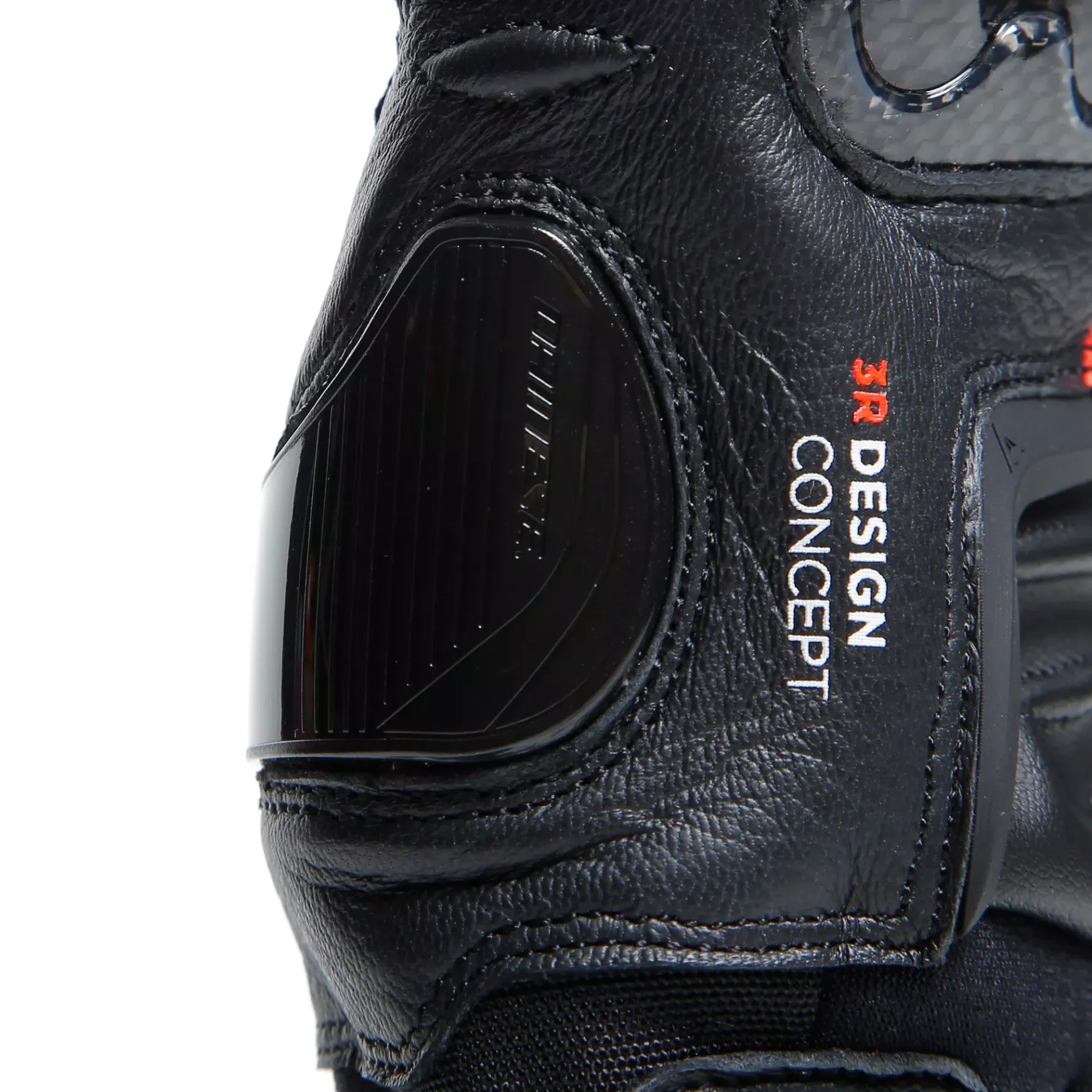 Dainese CARBON 4 SHORT LEATHER GLOVES BLACK/FLUO-RED New