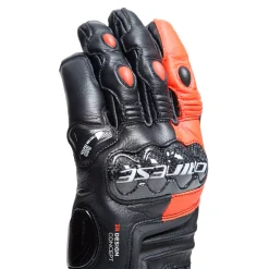 Dainese CARBON 4 SHORT LEATHER GLOVES BLACK/FLUO-RED New