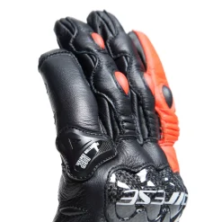 Dainese CARBON 4 SHORT LEATHER GLOVES BLACK/FLUO-RED New