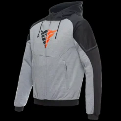 Dainese DAEMON-X SAFETY HOODIE FULL ZIP MELANGE-GRAY/BLACK/RED-FLUO Discount