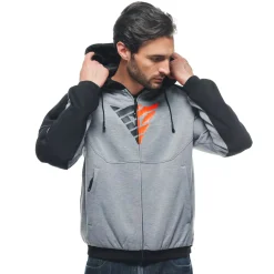 Dainese DAEMON-X SAFETY HOODIE FULL ZIP MELANGE-GRAY/BLACK/RED-FLUO Discount