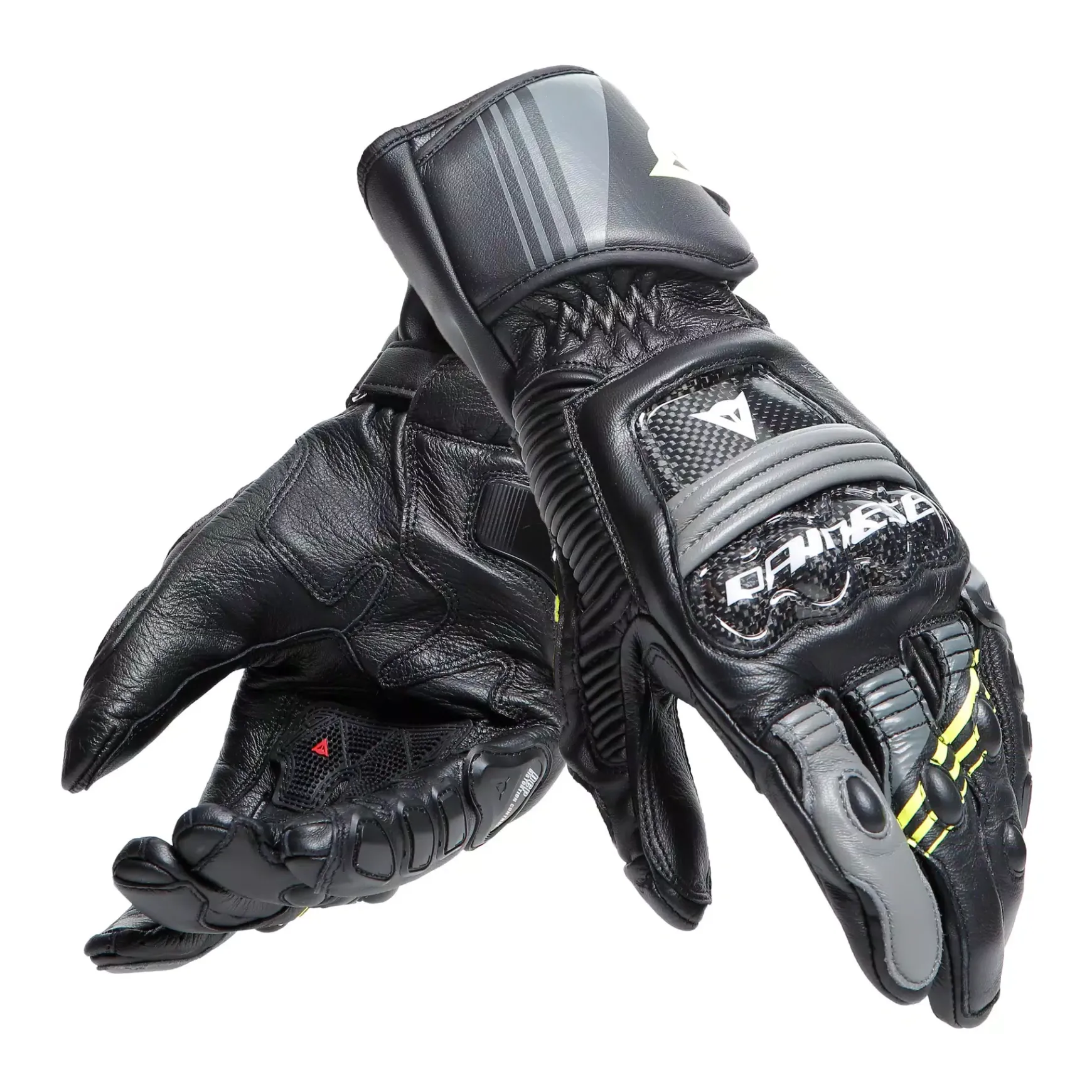Dainese DRUID 4 LEATHER GLOVES BLACK/CHARCOAL-GRAY/FLUO-YELLOW Best