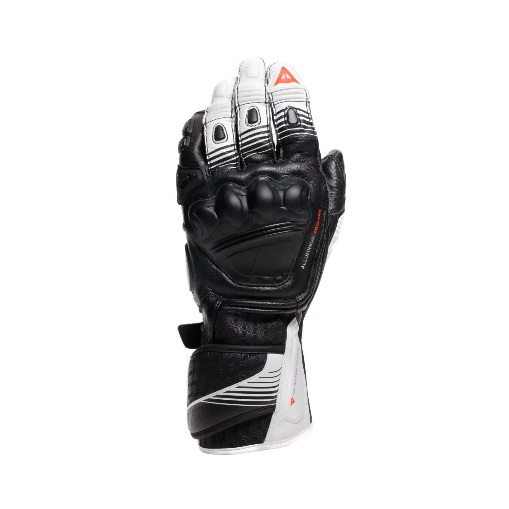 Dainese FIERO - MOTORRAD-RENNHANDSCHUH AUS LEDER BLACK/WHITE/RED-FLUO