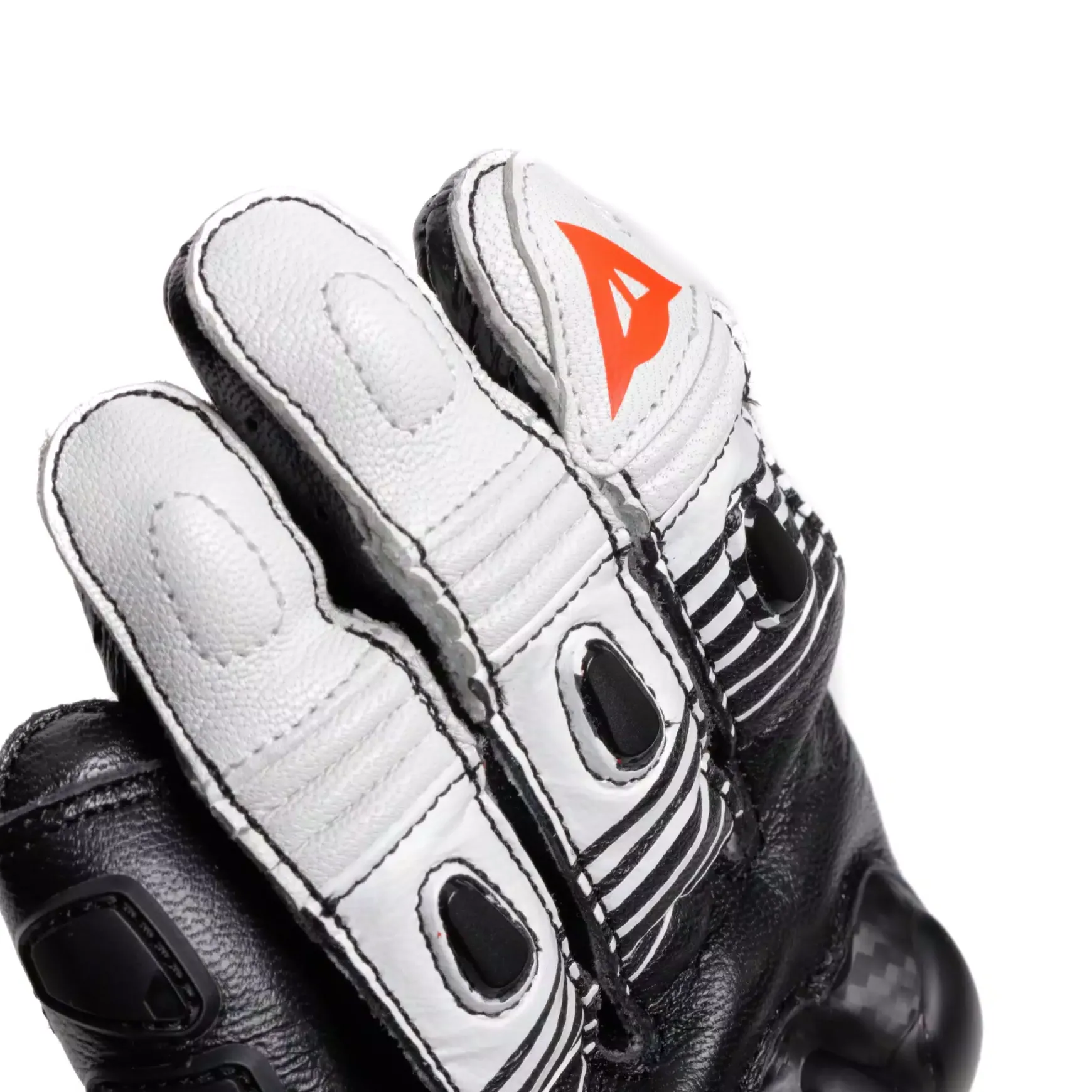 Dainese FIERO - MOTORRAD-RENNHANDSCHUH AUS LEDER BLACK/WHITE/RED-FLUO