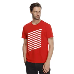 Dainese GEOMETRICA - RUNDHALS T SHIRT HERREN RED/WHITE STRIPES Clearance