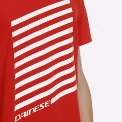 Dainese GEOMETRICA - RUNDHALS T SHIRT HERREN RED/WHITE STRIPES Clearance