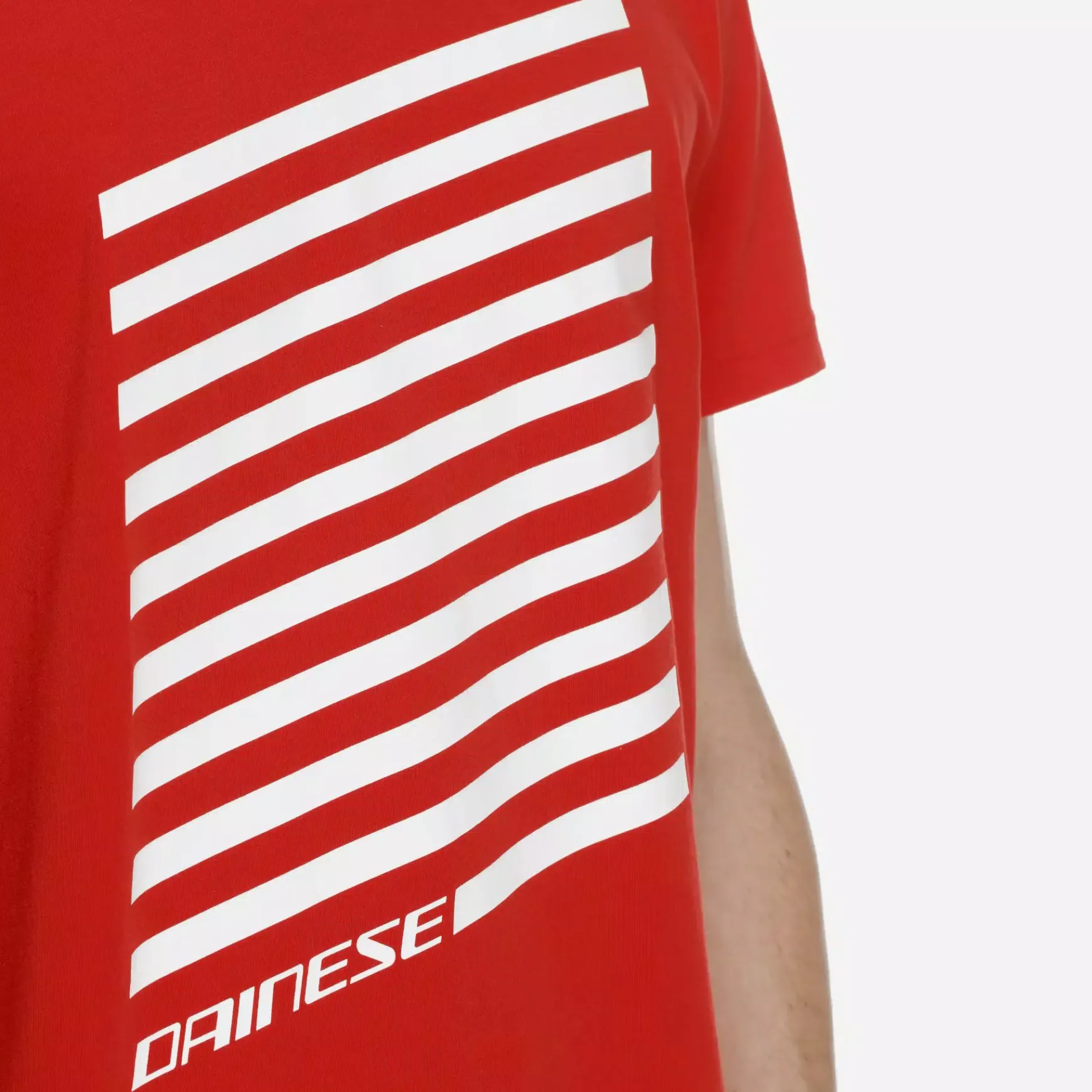 Dainese GEOMETRICA - RUNDHALS T SHIRT HERREN RED/WHITE STRIPES Clearance