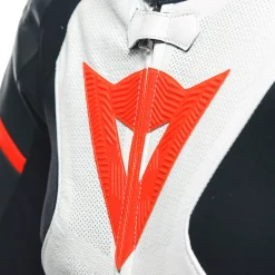 Dainese GROBNIK LADY LEATHER 1PC SUIT PERF BLACK/WHITE/FLUO-RED