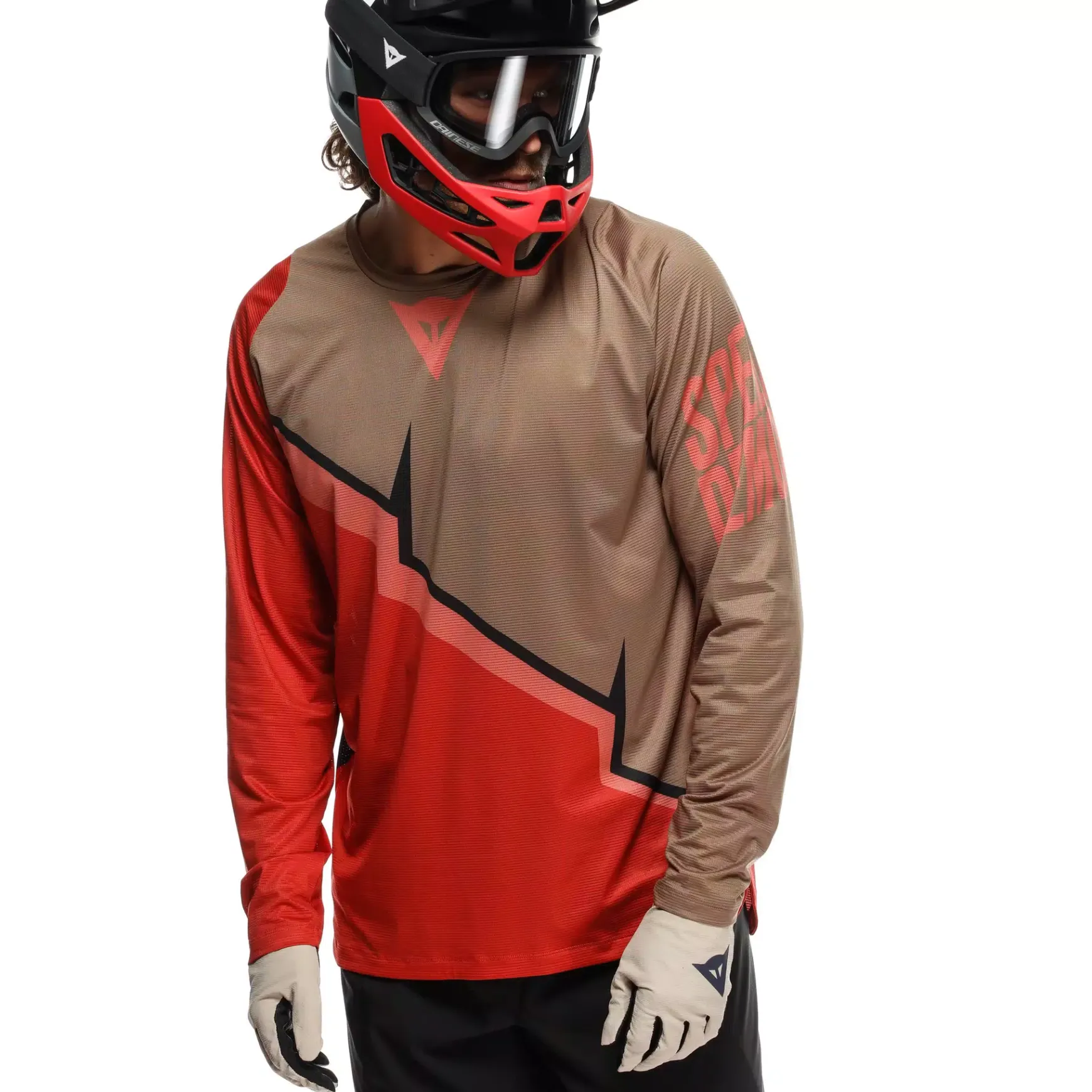 Dainese HG AER JERSEY LS - HERREN LANGARM-BIKE-SHIRT RED/BROWN/BLACK Sale