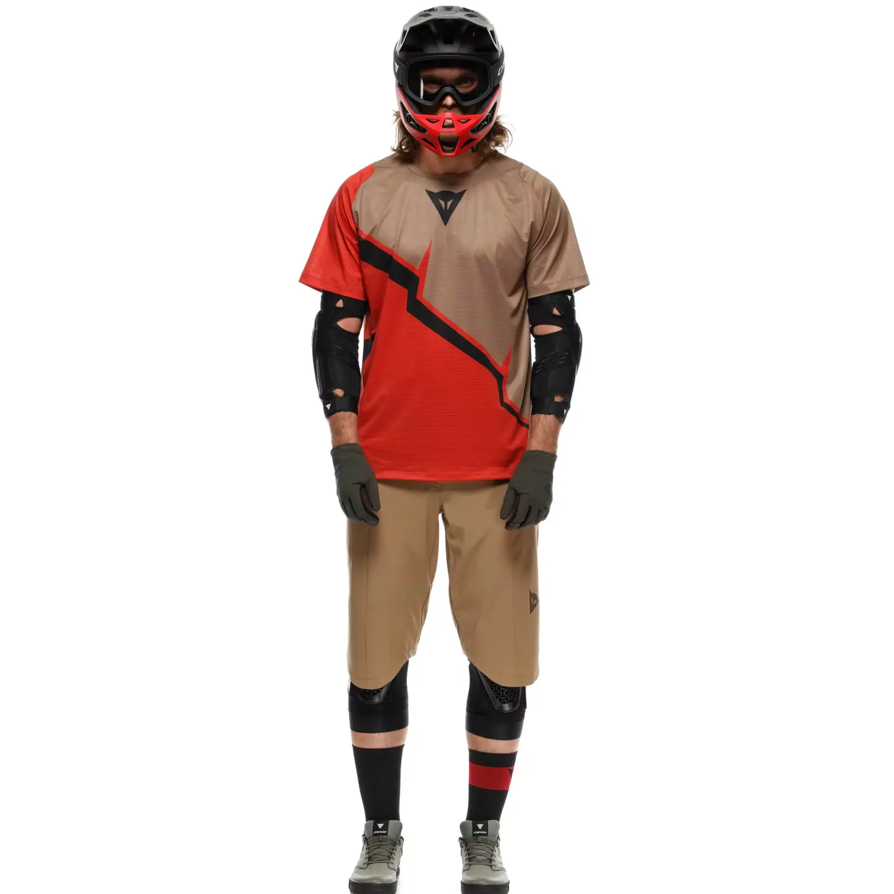 Dainese HG AER JERSEY SS - HERREN KURZARM-BIKE-SHIRT RED/BROWN/BLACK Outlet