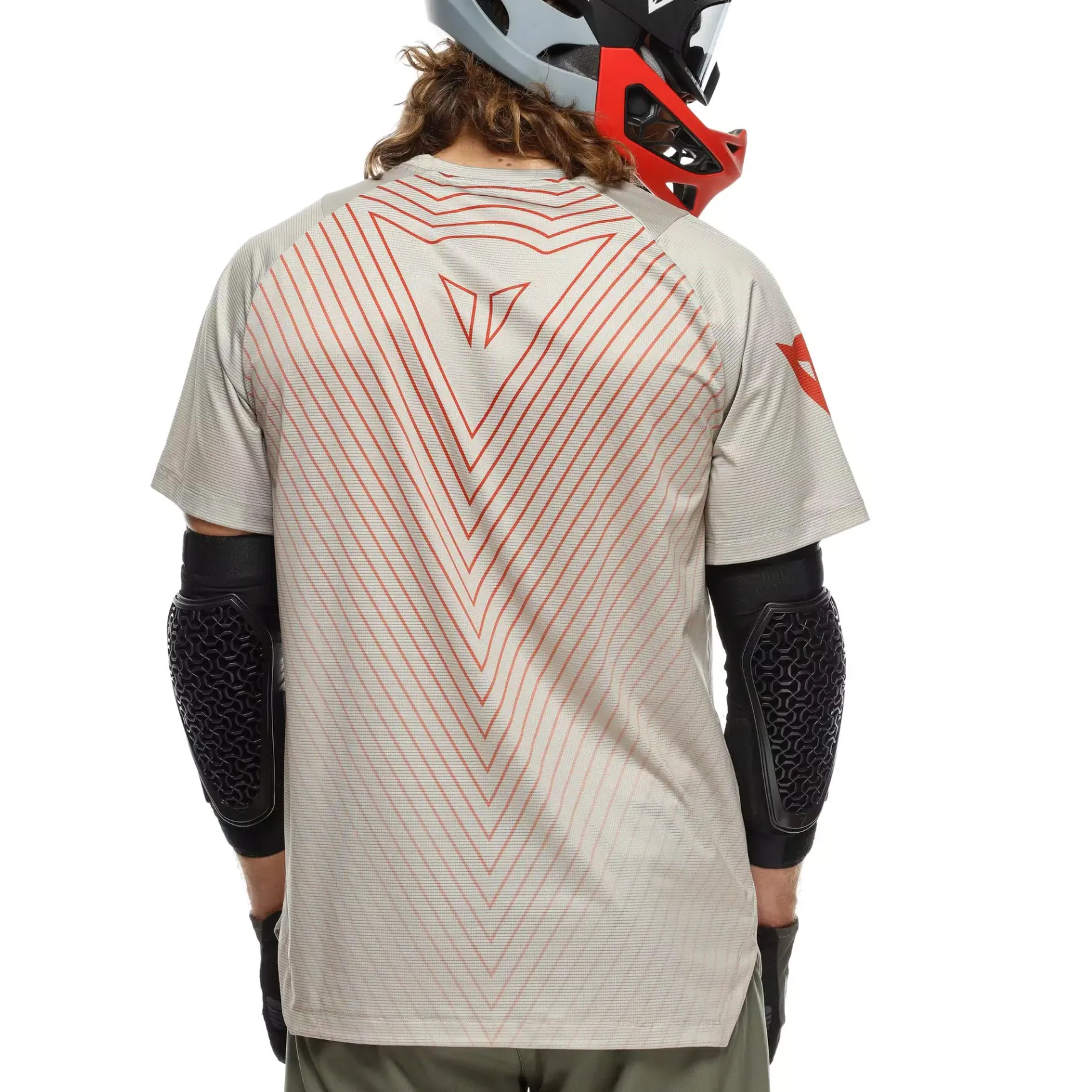 Dainese HG AER JERSEY SS - HERREN KURZARM-BIKE-SHIRT TAUPE/RED New
