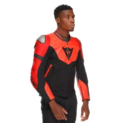 Dainese IPERATTIVA - HERREN-MOTORKRADJACKE AUS LEDER UND STOFF RED-FLUO/BLACK Online