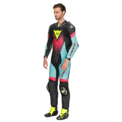 Dainese LAGUNA SECA 6 - EINTEILIGER PERFORIERTER LEDERANZUG HERREN BLACK/WATER/FUXIA Online