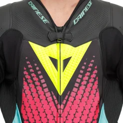 Dainese LAGUNA SECA 6 - EINTEILIGER PERFORIERTER LEDERANZUG HERREN BLACK/WATER/FUXIA Online