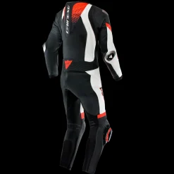Dainese LAGUNA SECA 6 - EINTEILIGER PERFORIERTER LEDERANZUG HERREN BLACK/WHITE/RED-FLUO Hot
