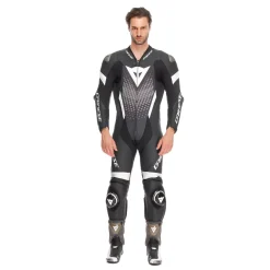 Dainese LAGUNA SECA 6 - EINTEILIGER MOTORRADANZUG AUS PERFORIERTEM LEDER HERREN - GRÖSSE SHORT/TALL (S/T) BLACK/WHITE/ANTHRACITE
