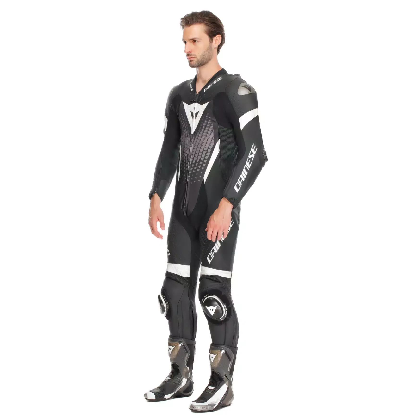 Dainese LAGUNA SECA 6 - EINTEILIGER MOTORRADANZUG AUS PERFORIERTEM LEDER HERREN - GRÖSSE SHORT/TALL (S/T) BLACK/WHITE/ANTHRACITE