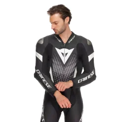Dainese LAGUNA SECA 6 - EINTEILIGER MOTORRADANZUG AUS PERFORIERTEM LEDER HERREN - GRÖSSE SHORT/TALL (S/T) BLACK/WHITE/ANTHRACITE