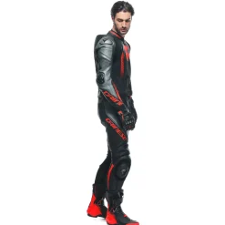 Dainese LAGUNA SECA 5 2PCS LEATHER SUIT BLACK/ANTHRACITE/FLUO-RED New