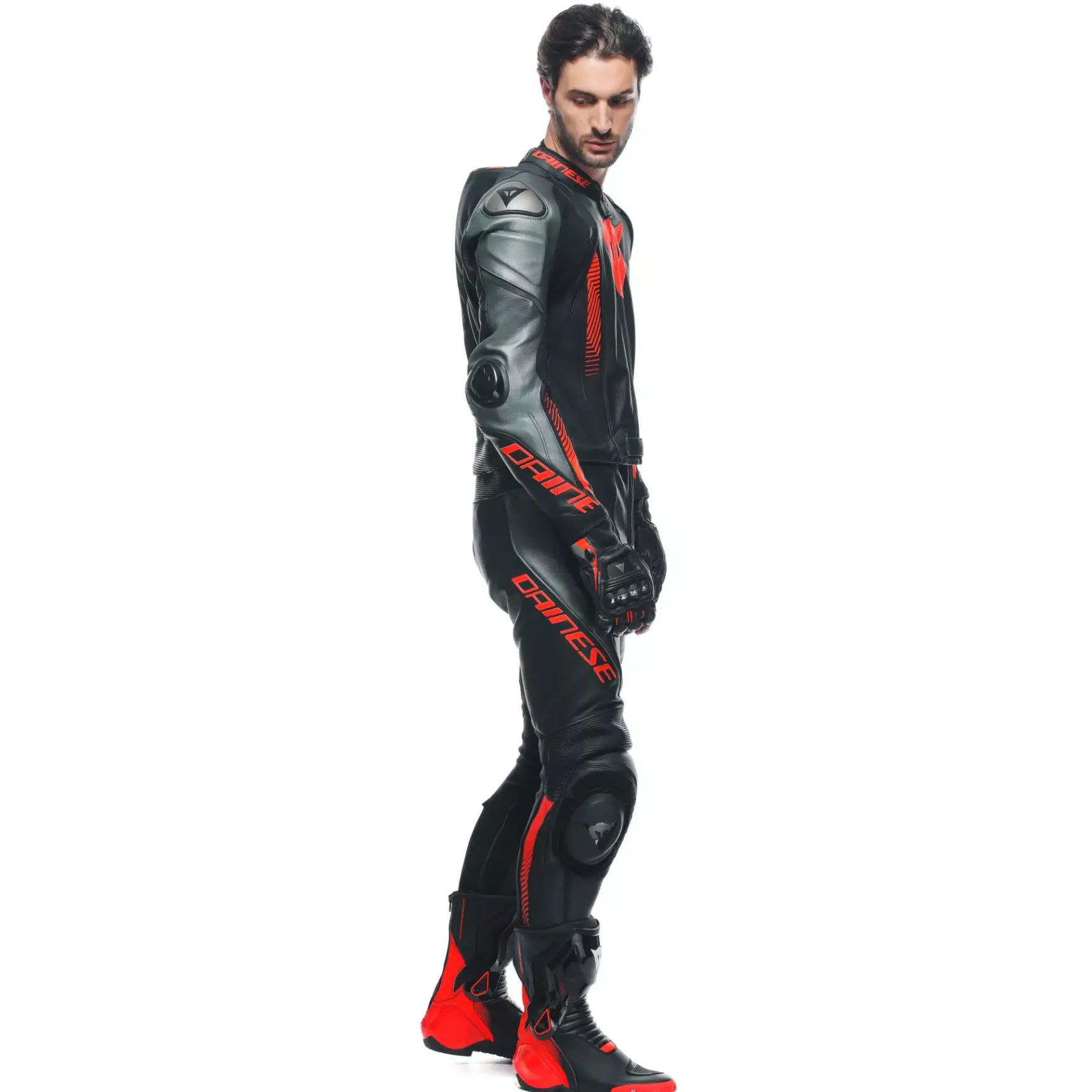 Dainese LAGUNA SECA 5 2PCS LEATHER SUIT BLACK/ANTHRACITE/FLUO-RED New