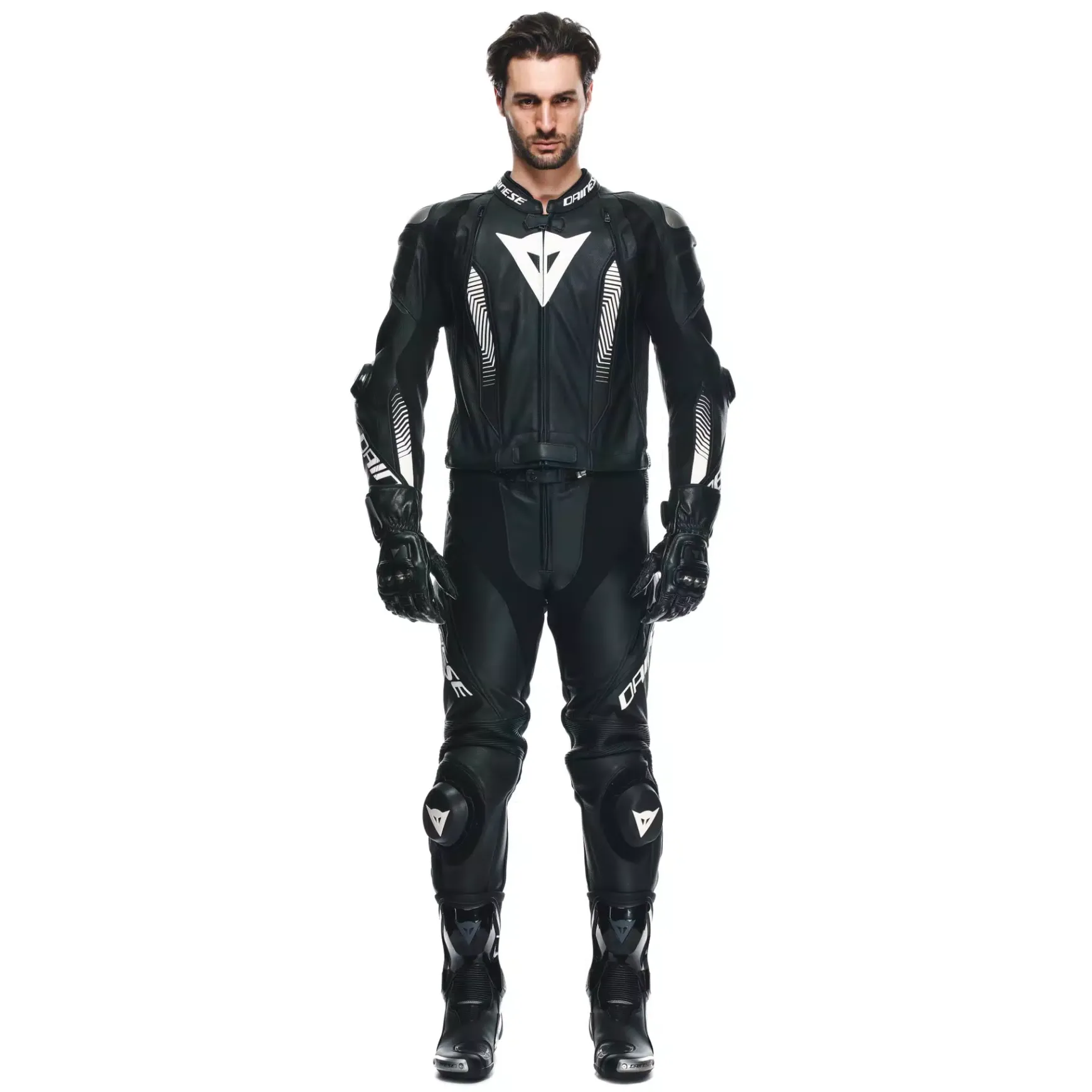 Dainese LAGUNA SECA 5 2PCS LEATHER SUIT S/T BLACK/BLACK/WHITE Hot