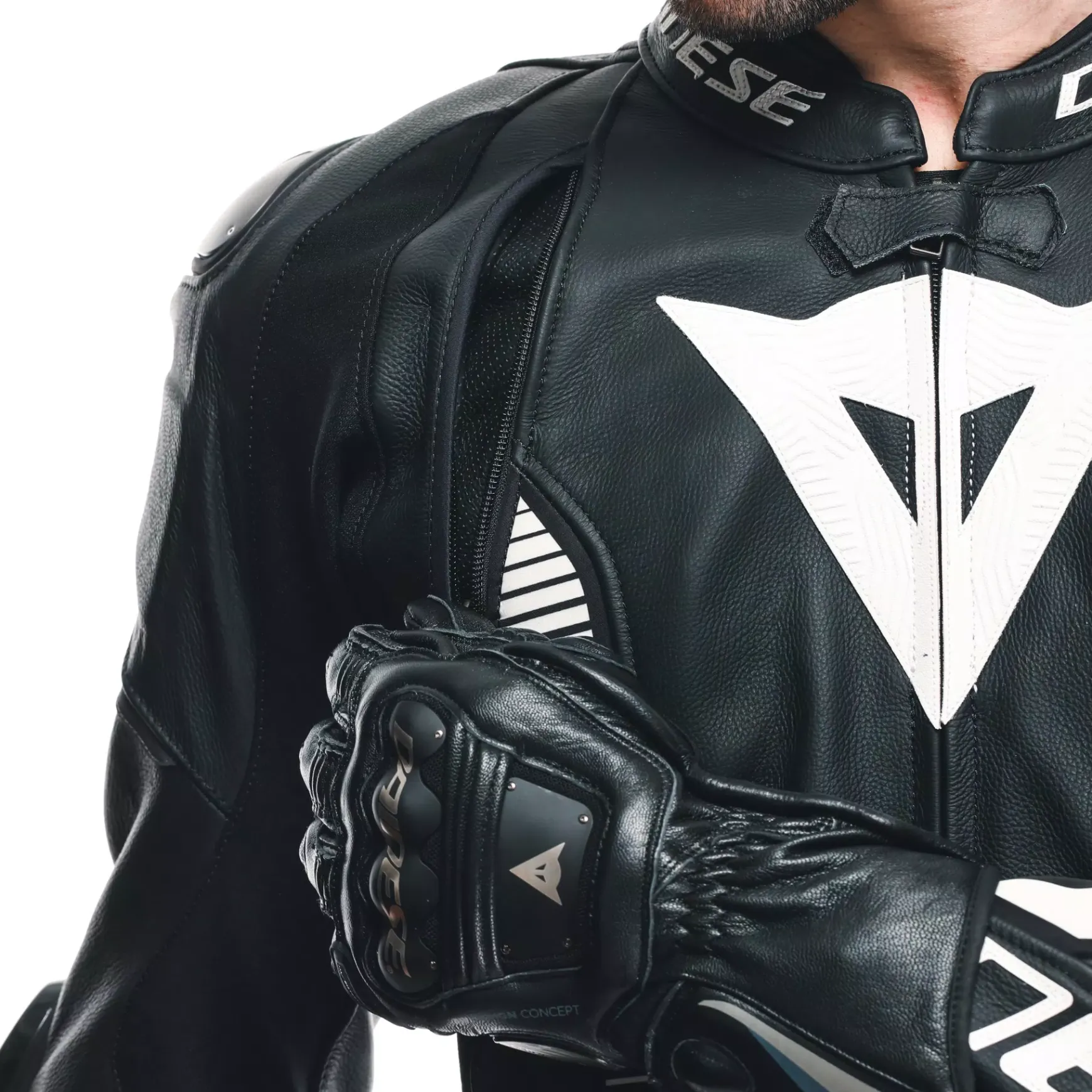 Dainese LAGUNA SECA 5 2PCS LEATHER SUIT S/T BLACK/BLACK/WHITE Hot