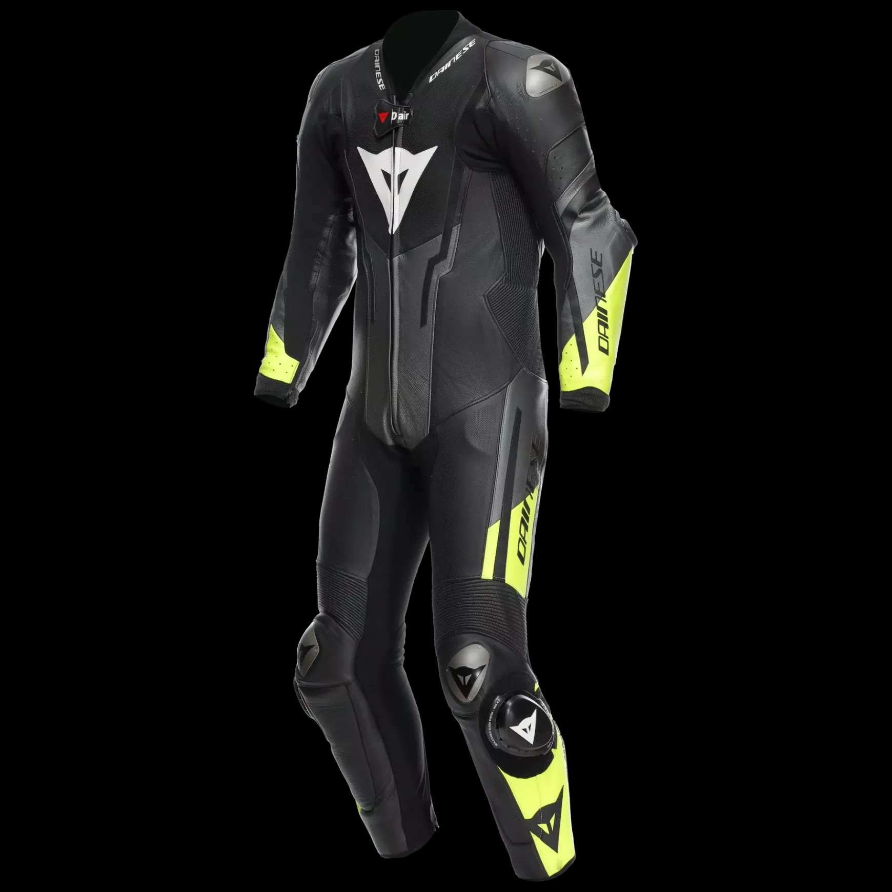 Dainese MISANO 3 PERF. D-AIR® 1PC LEATHER SUIT BLACK/ANTHRACITE/FLUO-YELLOW Best